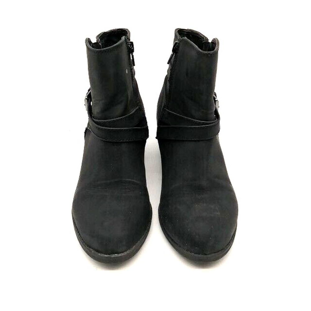Life Stride Shoes Womens Ionic Black 7.5 Ankle Boots Side Zip Straps Buckle